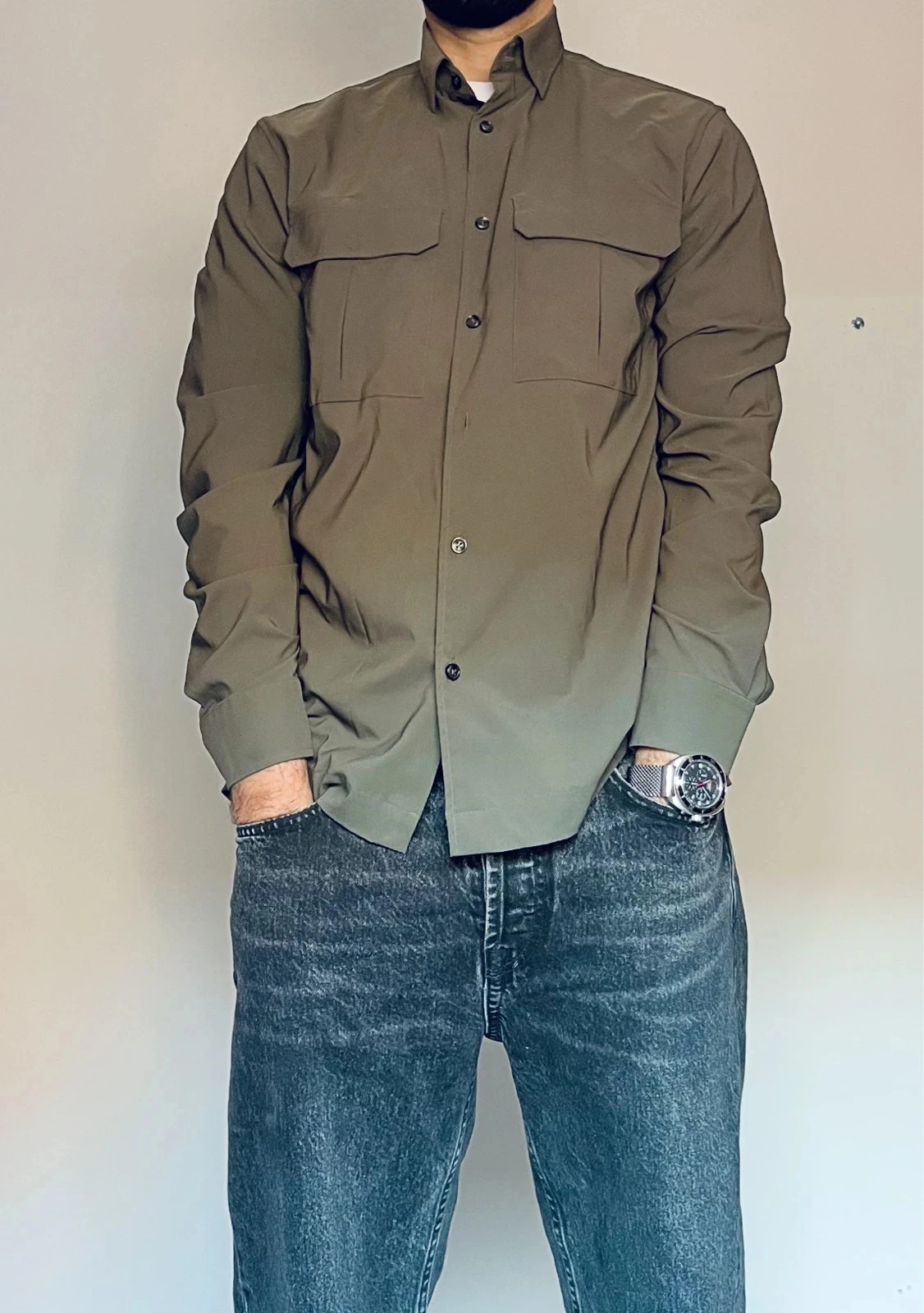 Surchemise / Chemise Zara kaki style militaire - Taille M
